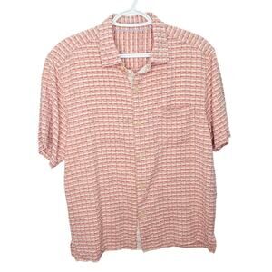 Tommy Bahama 100% Silk Camp Shirt Men's M Pink Pattern Hawaiian Resort